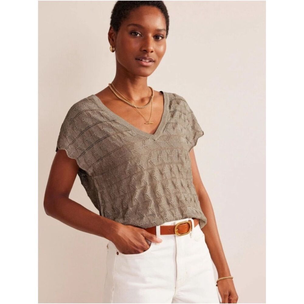 Boden knitted v-neck beach top metallic stone size extra small